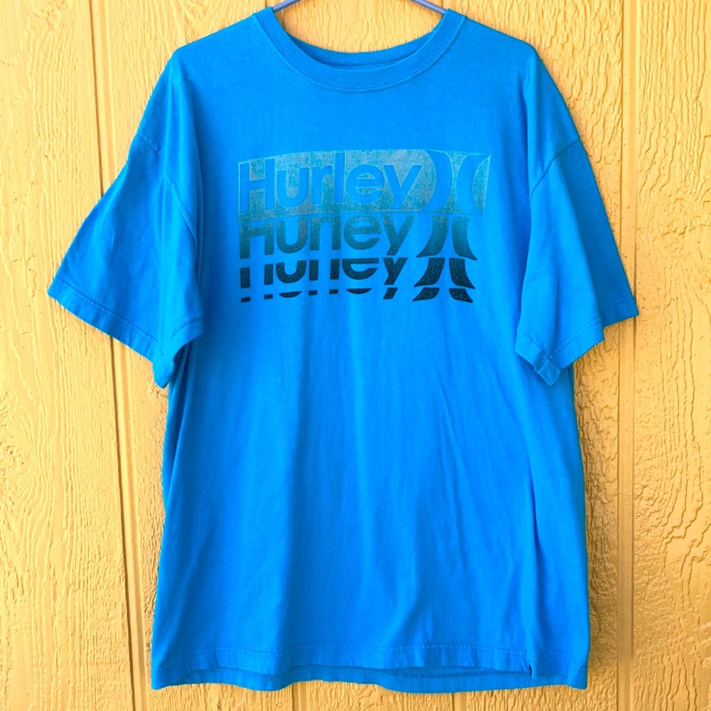 Hurley Graphic Tee Blue Gray Black Size XL